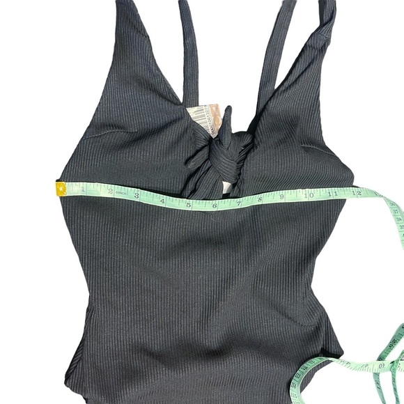 Tiger Mist Black Hazel Front Tie Ribbed Bodysuit Women's XS NWT - Picture 7 of 14